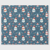 Papier Cadeau Snowmen Snowflakes Sucres de canne Green Christmas (Plat)