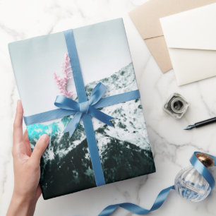 Papier Cadeau Snowy mountain mysterious blue neon light