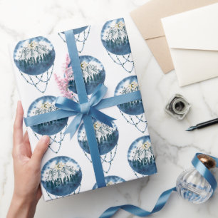 Papier Cadeau Snowy Mountain Pine Tree Nature Adventure Extérieu