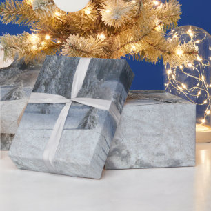 Papier Cadeau Snowy Noël arbres scène emballage papier
