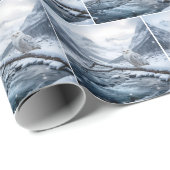 Papier Cadeau Snowy Owl On a Winter Tree Branch (Coin rond)