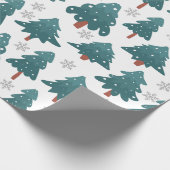 Papier Cadeau Snowy Trees & Silver Snowflake Wrapping Paper (Coin)