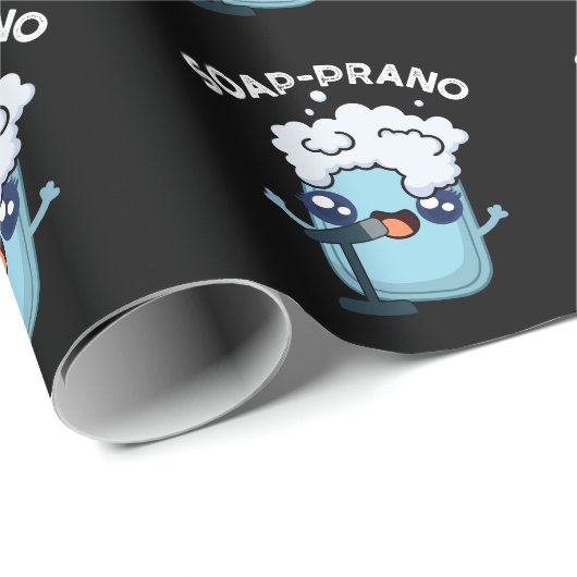 Papier Cadeau Soap-prano Funny Soprano Soprano Soap Pun Dark BG (Coin rond)