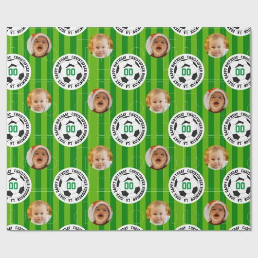 Papier Cadeau Soccer 2 Photo Anniversaire (Plat)