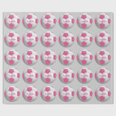 Papier Cadeau Soccer Ball Pink and White (Plat)