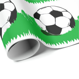 Papier Cadeau Soccer Balls in Grass Pattern Wrapping Paper