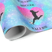 Papier Cadeau Soccer Girls Coeur hiver Esprit (Coin rond)