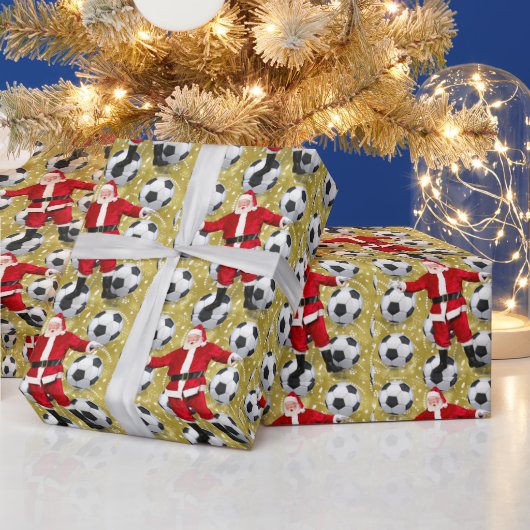 Papier Cadeau Soccer Noël thème pour Joueur avec balle (Vacances)