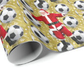 Papier Cadeau Soccer Noël thème pour Joueur avec balle (Coin rond)