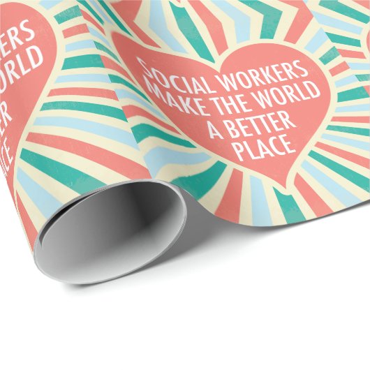 Papier Cadeau Social Worker Birthday Cute Heart Motif (Coin rond)