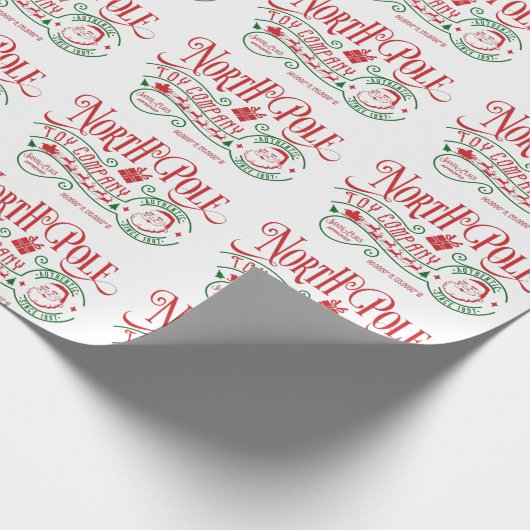 Papier Cadeau Société de jouets du Père Noël Clause Pôle Nord (Coin)