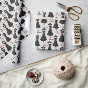 Papier Cadeau Société de la robe noire Little Chalk motif de mod