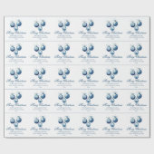 Papier Cadeau Société d'ornements de Noël bleus élégants (Plat)