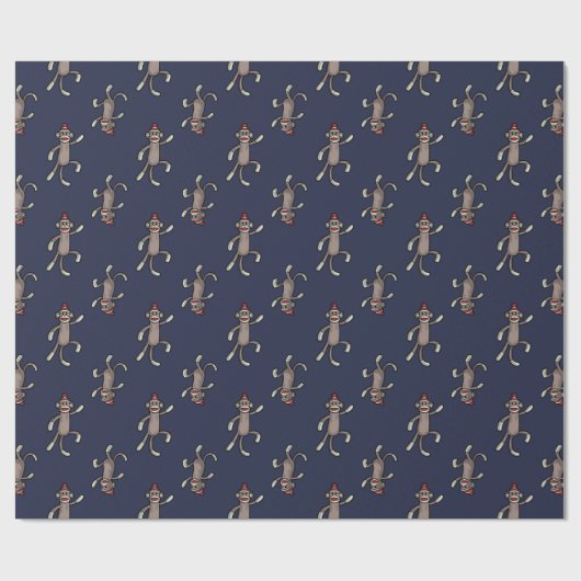 Papier Cadeau Sock Monkey | Singes dansants (Plat)