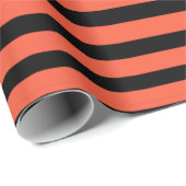 Papier Cadeau Soda Orange et Rayures Noires (Coin rond)