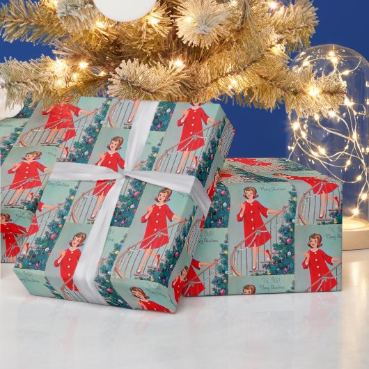 Papier Cadeau Soeur de Noël rétro carrelée (Vacances)