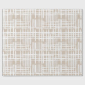 Papier Cadeau Soft Beige Grid Ivory Geometric Pattern (Plat)