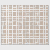Papier Cadeau Soft Beige Grid Ivory Geometric Pattern (Plat)