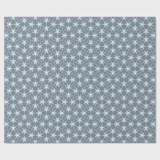 Papier Cadeau Soft Blue Starburst on Slate Grey Pattern (Plat)