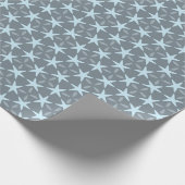 Papier Cadeau Soft Blue Starburst on Slate Grey Pattern (Coin)
