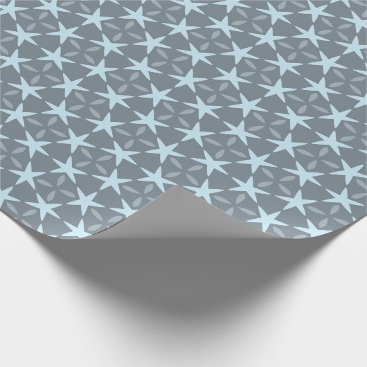 Papier Cadeau Soft Blue Starburst on Slate Grey Pattern (Coin)