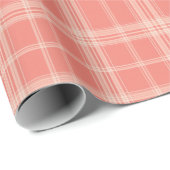 Papier Cadeau Soft Coral Plaid (Coin rond)