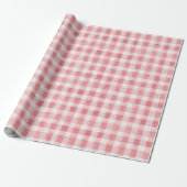 Papier Cadeau Soft Girly Pink White Plaid Stripes Birthday (Déroulé)