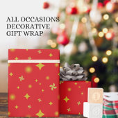 Papier Cadeau Soft Glow Golden Stars & Floral Petals Pattern