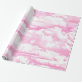 Papier Cadeau Soft Happy Rose Nuages Décor (Déroulé)