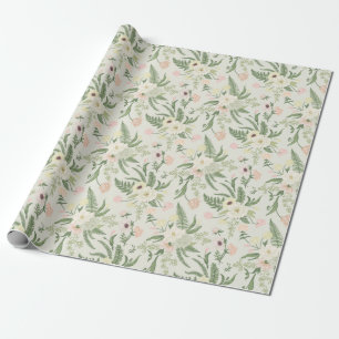 Papier Cadeau Soft Mint Green Garden Motif