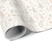 Papier Cadeau Soft Neutral Botanical Holiday Wrapping Paper (Coin rond)