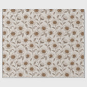 Papier Cadeau Soft Neutral Sunflower Cream Floral Pattern (Plat)