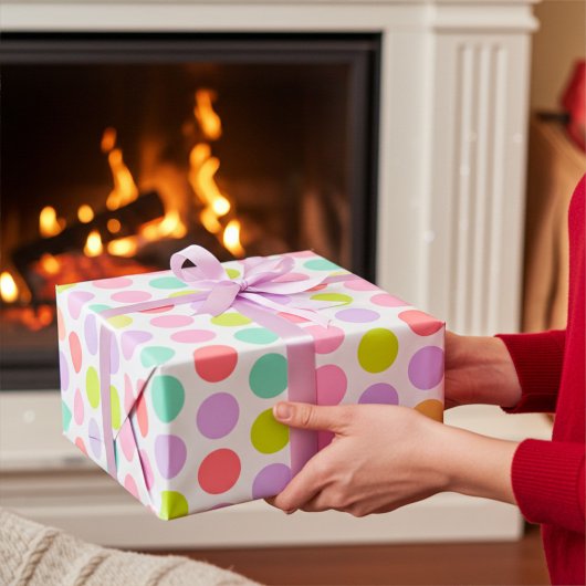 Papier Cadeau Soft Pastel Polka Dots Pattern