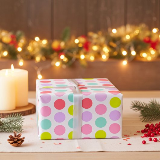 Papier Cadeau Soft Pastel Polka Dots Pattern
