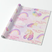 Papier Cadeau Soft Pastel Rainbows Unicorns Nuages Et Étoiles Gu (Déroulé)