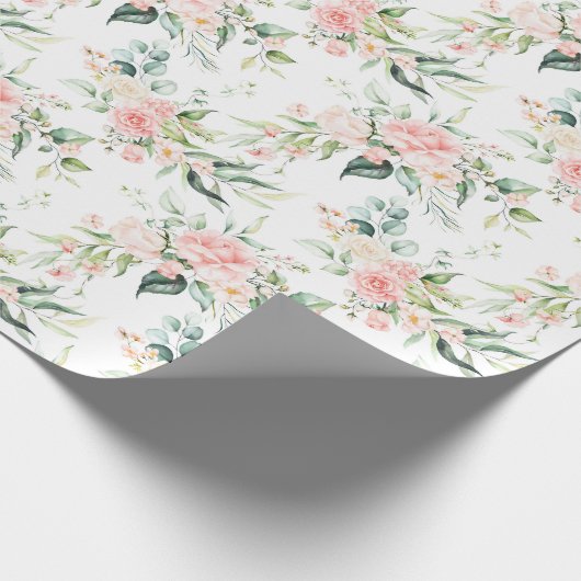 Papier Cadeau Soft Pastel Rose Rose Flower Motif (Coin)