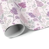 Papier Cadeau Soft Pink and Purple Lilac Floral Pattern   (Coin rond)