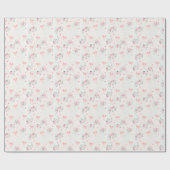 Papier Cadeau Soft Pink Floral & Bow Pattern – Cute Romantic  (Plat)