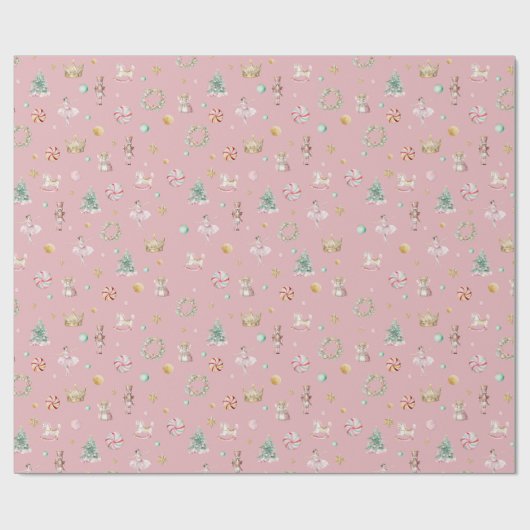 Papier Cadeau Soft Pink Nutcracker fête d'anniversaire (Plat)