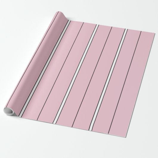 Papier Cadeau Soft Pink Vertical Stripe Pattern Minimal (Déroulé)