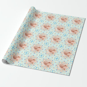 Papier Cadeau Soft Pretty Blue Photo personnalisée Cadeau de la 