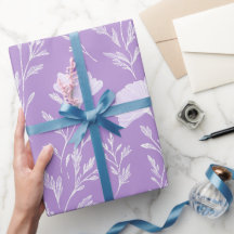 Soft Purple Lavender White Floral Pattern