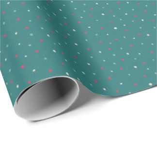 Papier Cadeau Soft Red & Green Hand-Drawn Polka Dots