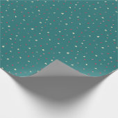 Papier Cadeau Soft Red & Green Polka Dots with Golden Hearts (Coin)