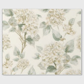 Papier Cadeau Soft White Hydrangea Floral Pattern (Plat)