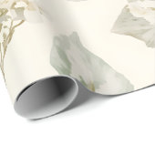 Papier Cadeau Soft White Hydrangea Floral Pattern (Coin rond)