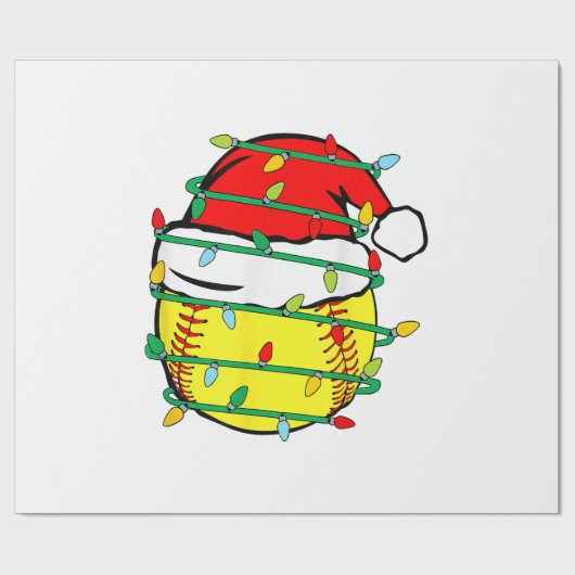 Papier Cadeau Softball de Noël (Plat)