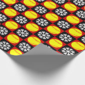 Papier Cadeau Softball de Noël Motif de flocon de neige rouge et (Coin)