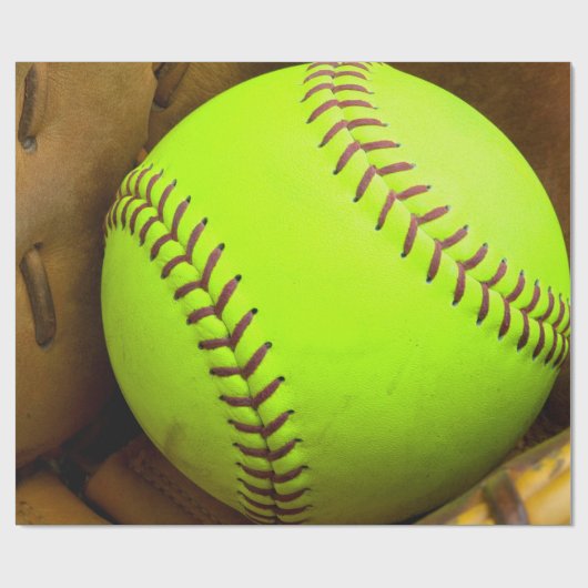 Papier Cadeau Softball Yellow Fast Pitch 8U 10U Papier d'envelop (Plat)