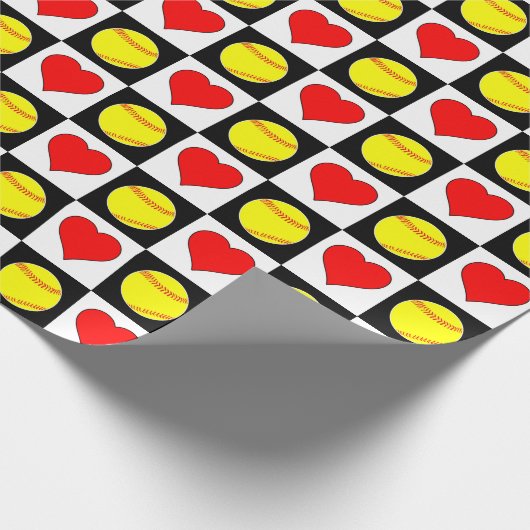 Papier Cadeau Softballs and Hearts Fastpitch Softball Player (Coin)